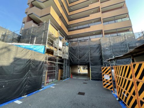 四日市市、足場工事、解体5日目