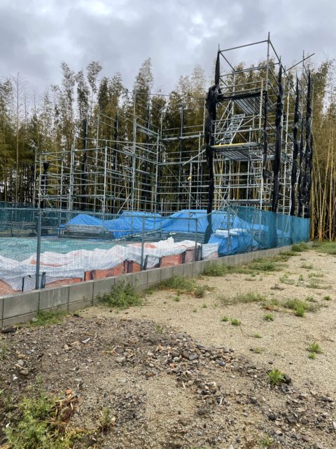 一宮市、足場工事、先行組み立て