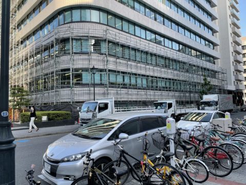 栄、足場工事、7日目