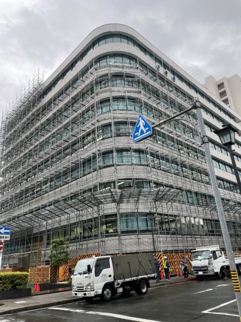栄、足場工事、9日目と知立市マンション足場解体